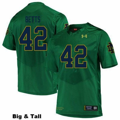 Notre Dame Fighting Irish Men's Stephen Betts #42 Green Under Armour Authentic Stitched Big & Tall College NCAA Football Jersey DGR5699FV